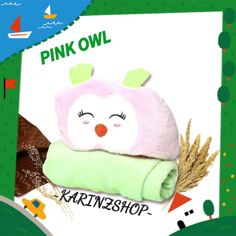 Selimut Bayi Topi Baby Blanket Vallery Quincy Pink Owl