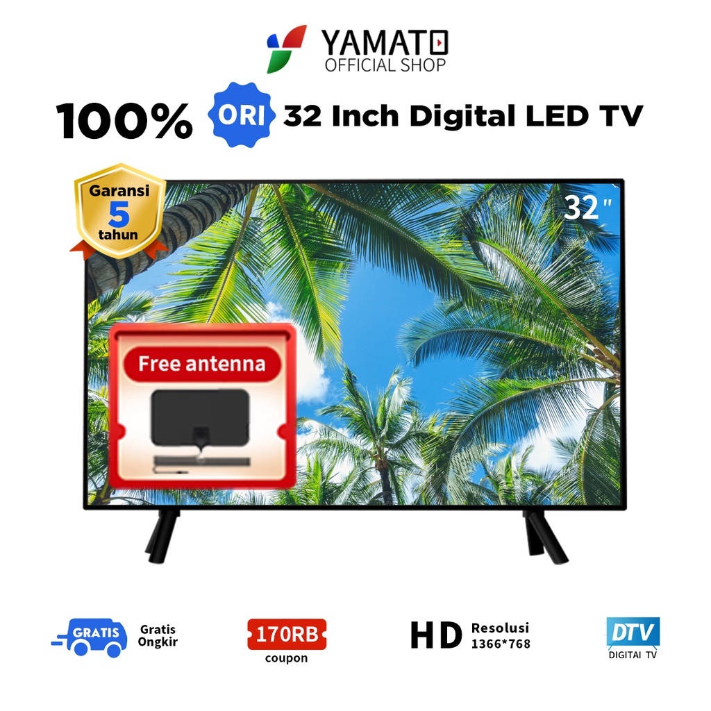 Yamato TV digital 32 inch TV LED Televisi（TV 32）free antena