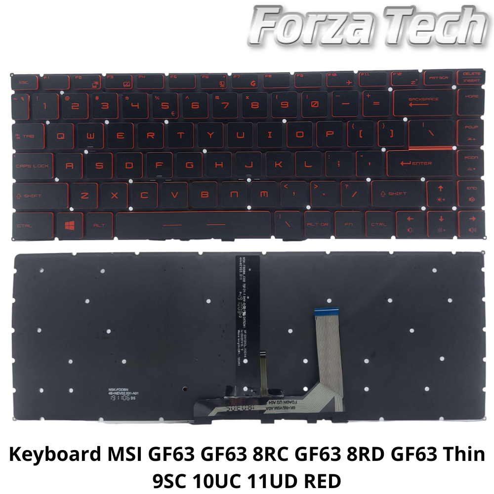 NEW Keyboard MSI GF63 GF63 8RC GF63 8RD GF63 Thin 9SC 10UC 11UD RED Backlight BERGARANSI