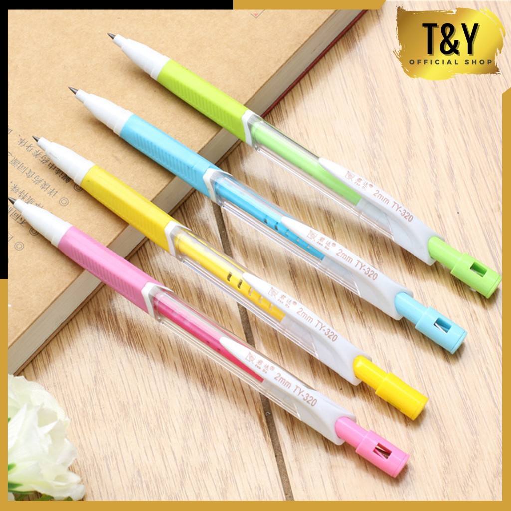 

T&Y Pencil Graphite Lead Automatic Pensil Mekanik 2.0mm Mechanical Pensil Cetek 2B Alat Tulis Sekolah dan Kantor Mechanical Pencil Warna Pastel Dengan Serutan