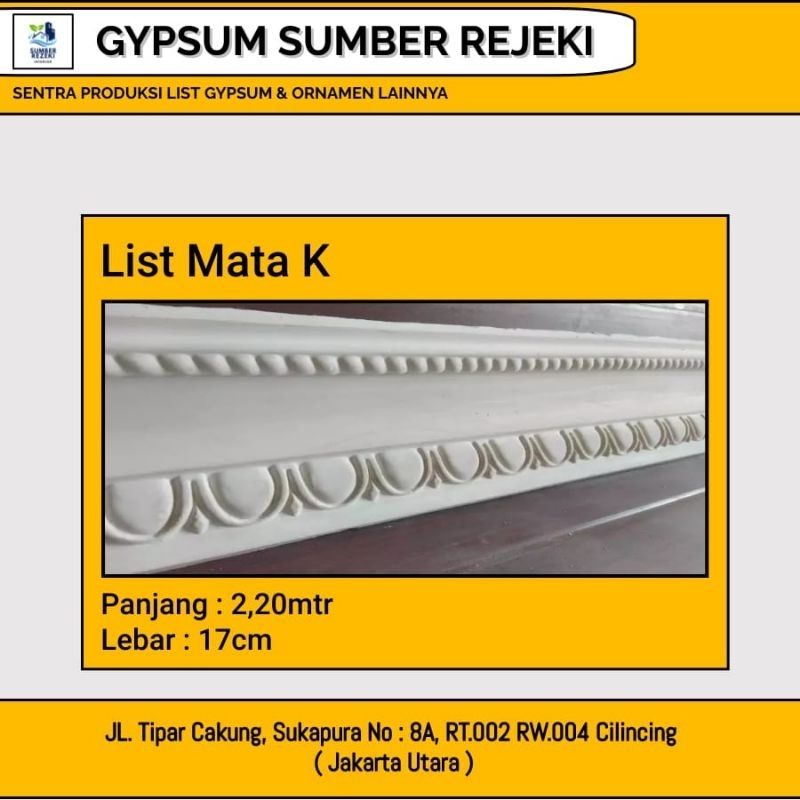 Lis/List Profil Gypsum Plafon, Motif Mata K