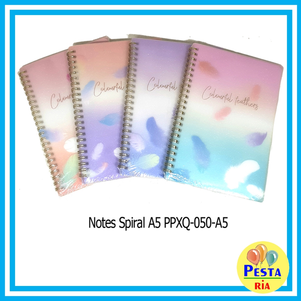 

Murah!! (1Pcs) Notebook A5 spiral Colourful Feathers, notes spiral, buku catatan, buku diary