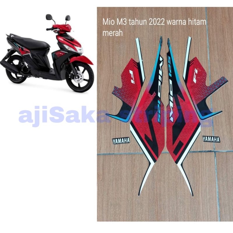 striping stiker motor yamaha mio m3 125 2022 merah hitam