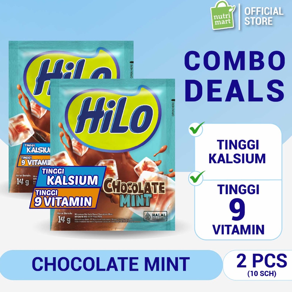 

U49 Twin Pack HiLo Chocolate Mint 1 Sachet Minuman dengan Cokelat Tinggi Kalsium Praktis dalam Sachet NewProduct