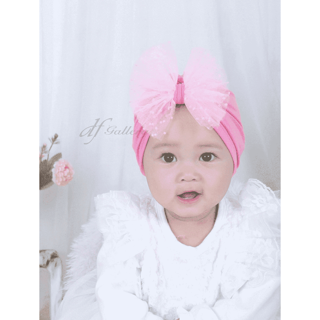Turban Adelina Pita Sorban Bayi Motif Polos | Ciput Baby NewBorn |  Topi Anak Perempuan | Turban Sor
