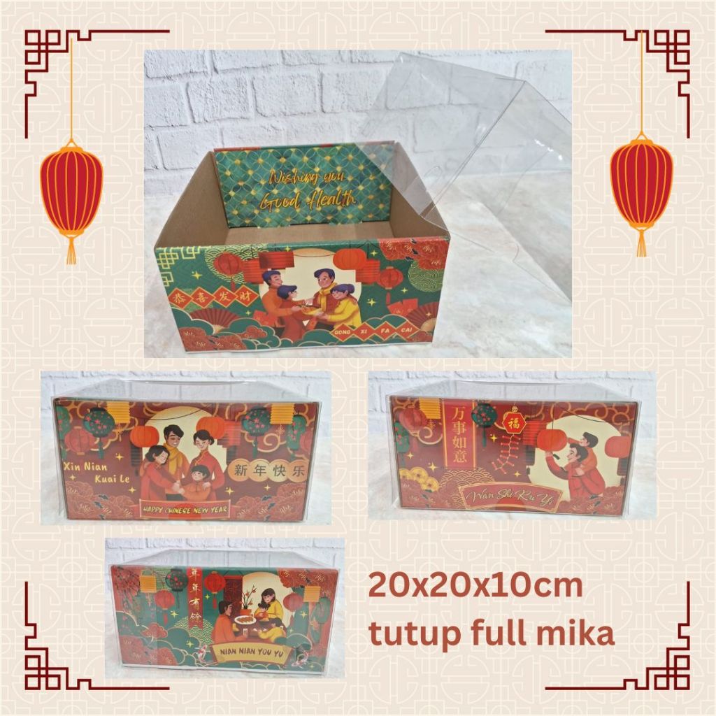 Box Dus Kue Edisi Imlek Ukuran 20 x 20 x 10 cm FULL MIKA Hampers Imlek
