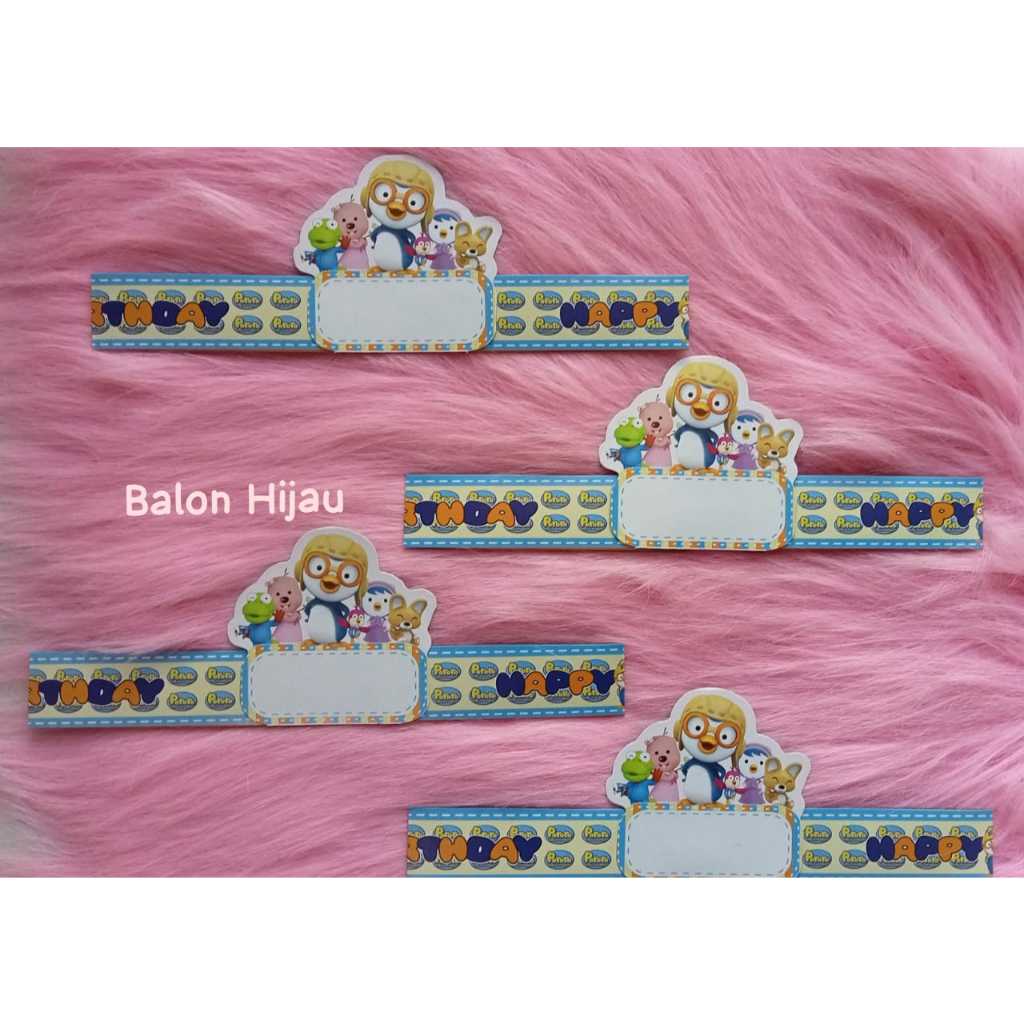 Topi Bentuk Lingkar Karakter Pororo / Topi Ulang Tahun 1 pack Pororo