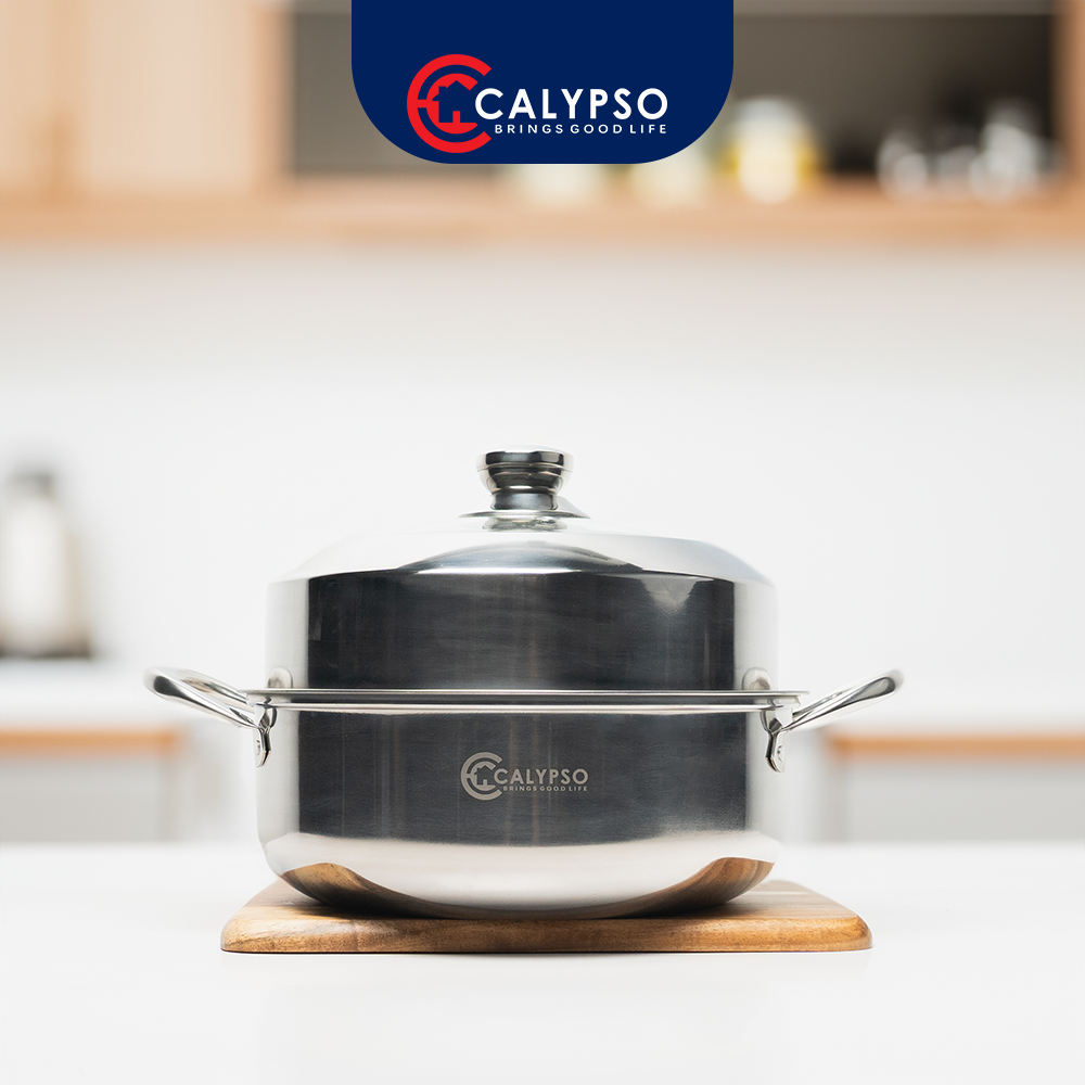 new calypso calypso panci steamer kukus panci serbaguna steamer pot 28-30cm stainless steel