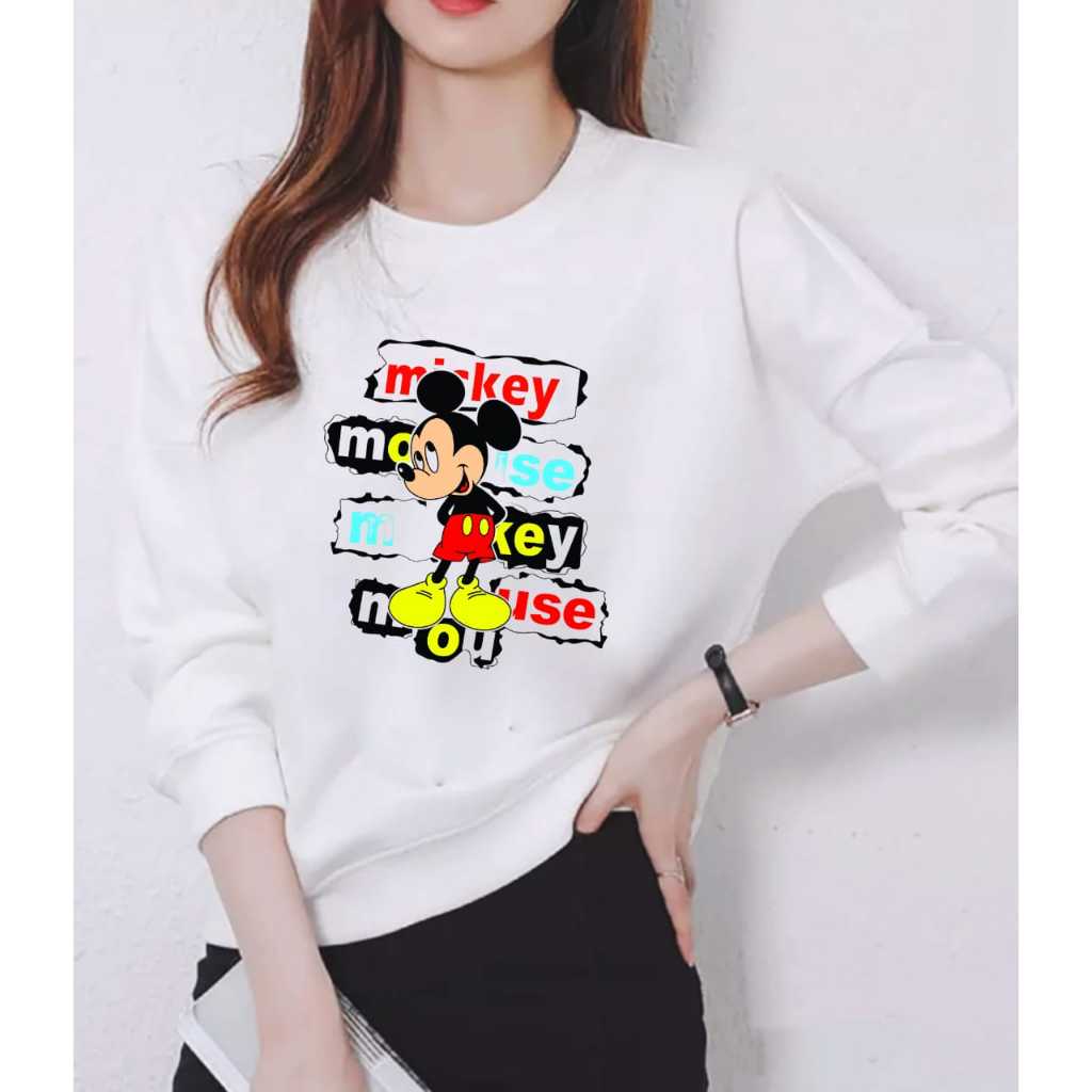 KAOS WANITA DEWASA LENGAN PANJANG MOTIF MICKEY MOUSE