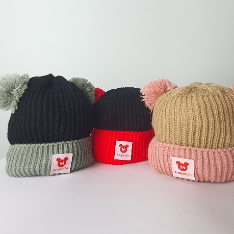 Topi Kupluk Logo Mickey Mouse Bayi Dan Anak Balita Premium