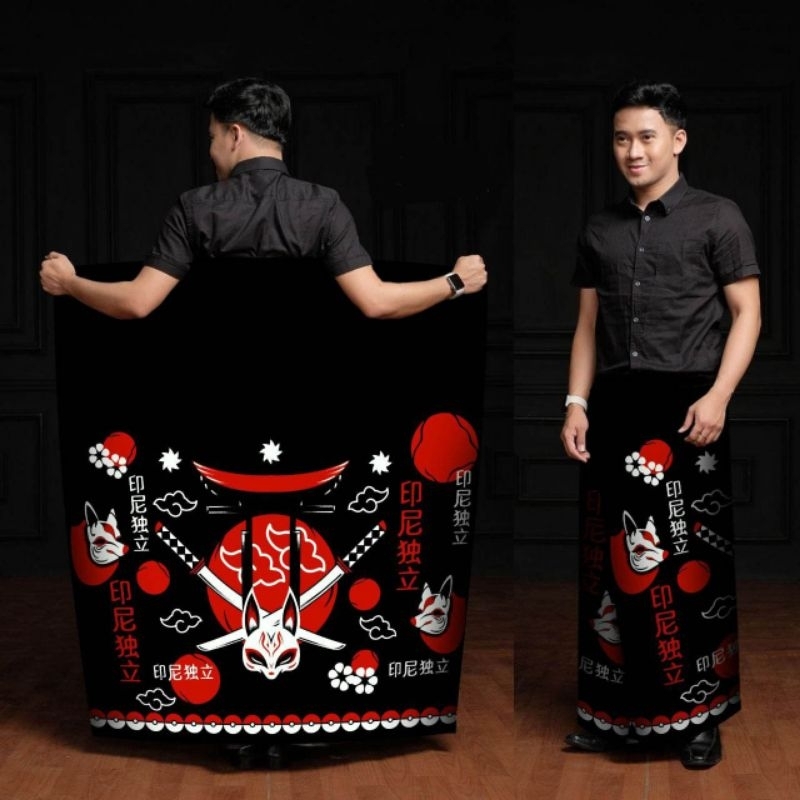 Sarung Batik motif cat Akatsuki Sakura japanese |Sarung gus azmi | Sarung milenial anak muda