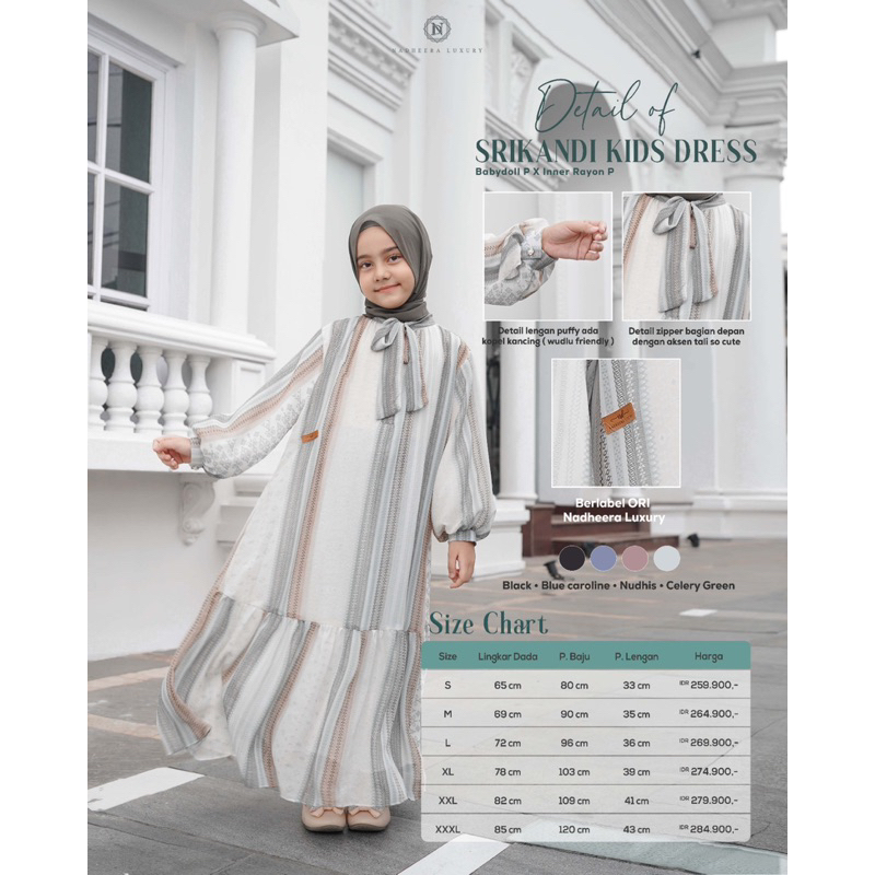 Srikandi Dress Kids Nadheera Luxury Gamis Anak Adem Dress Anak