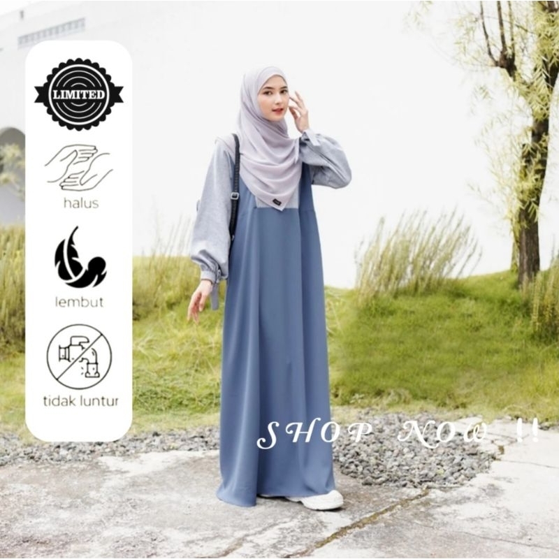 Gamis Mexy Dress Wanita Terbaru Lebaran Kekinian Pesta Kondangan Hajatan Undangan Polos Madina Santa