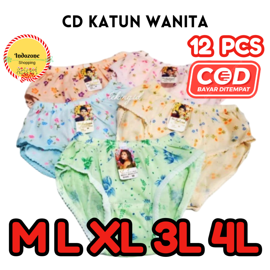 12 Pcs CD Celana Dalam Wanita Dewasa Putri Yuliana Motif Bunga ID