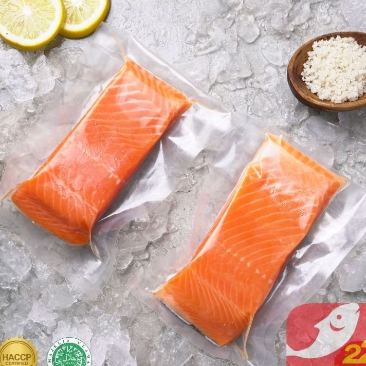 

modelTipe SCW871 Salmon Fillet 2gr Portion Cut Tengah Premium Quality Sashimi Grade Seafood 22