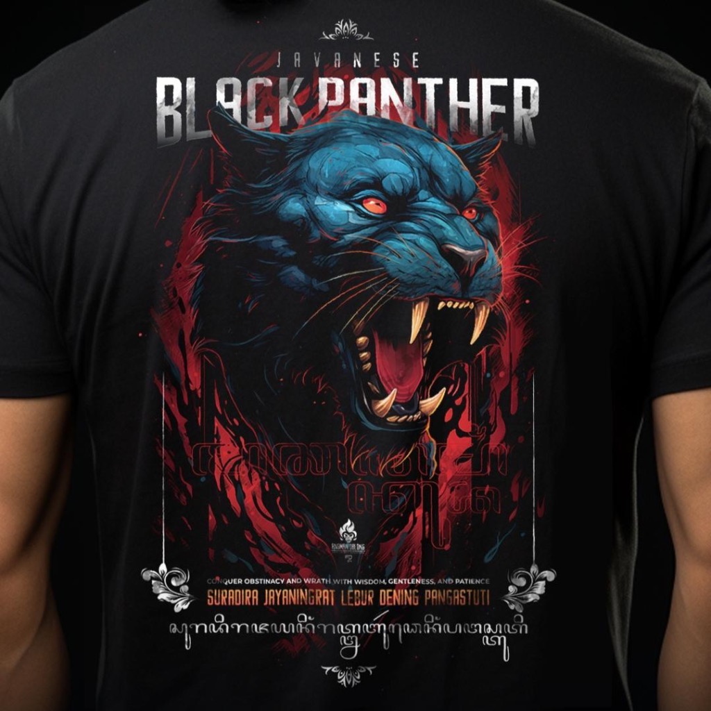 LANGKA KAOS AKSARA JAWA - BLACK PANTHER/ MACAN KUMBANG