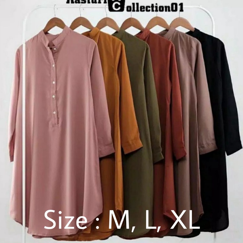 Kode JW163 Baju Muslim Atasan Wanita Tunik Brilie Lengan Panjang Tunik Busui Size M L XL