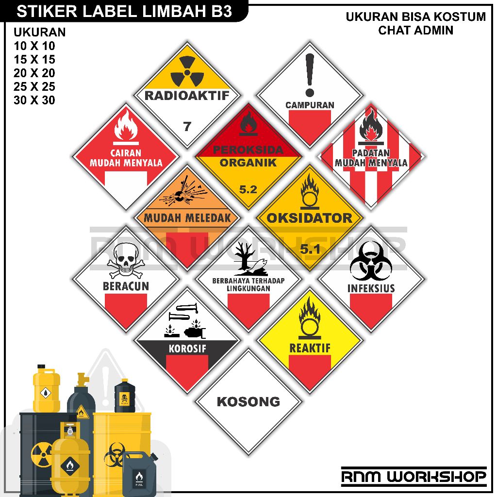 

Sticker Label Tanda Limbah B3 ukuran bisa kostum