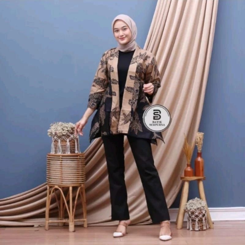 FREE ONGKIR BLAZER BATIK NIKITA BLAZER BATIK KEKINIAN MOTIF MAWAR