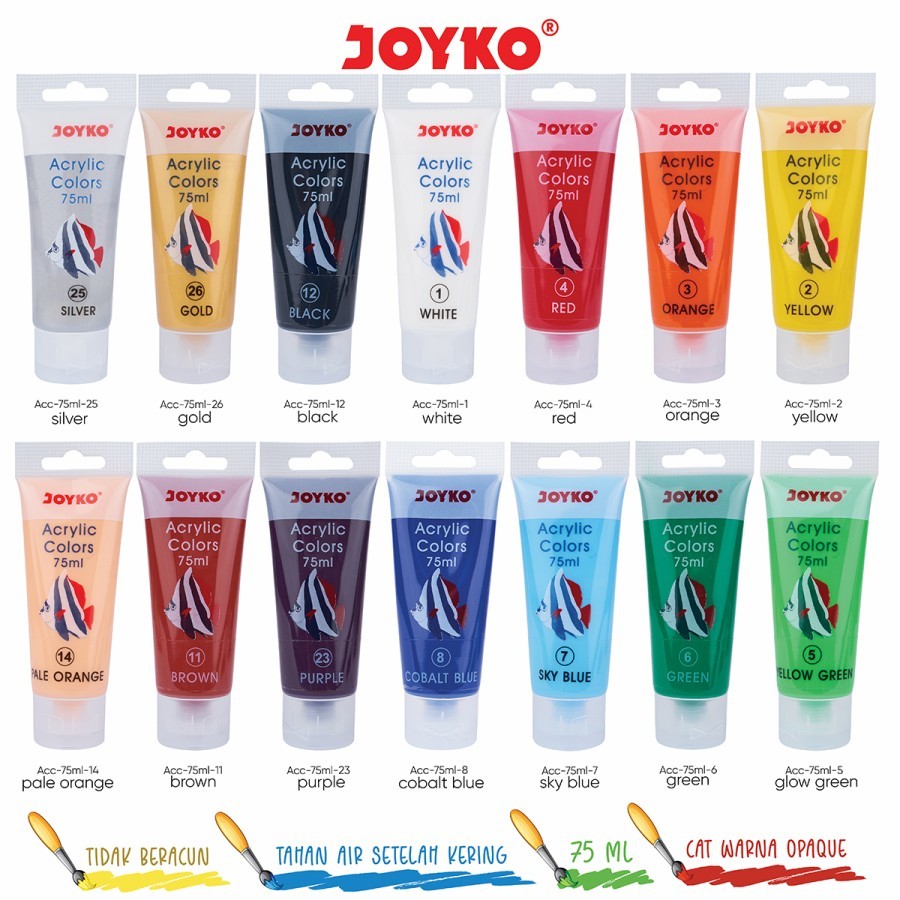 

(1 Biji) Cat Akrilik JOYKO ACC-75 75 ml / Cat Akrilik Acrylic Color Joyko ACC-75ML / Cat Acrylic Joyko AC-75ML / Joyko ACC 75 ML / Joyko AC75ML / Cat Air Joyko AC 75ML