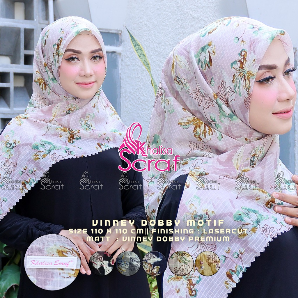 Hijab segi empat wafle motif RALINE laser cut premium kerudung terkini khalisa scraf MOTIF BARU