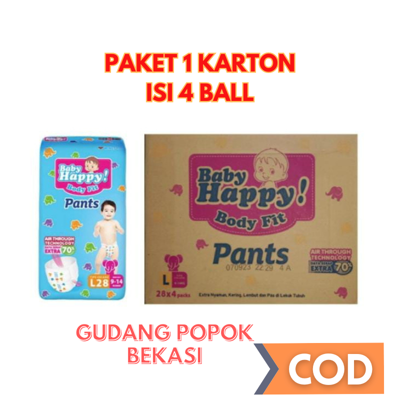1 Dus Baby Happy Pants 4 Bal Kartonan S M L XL XXL