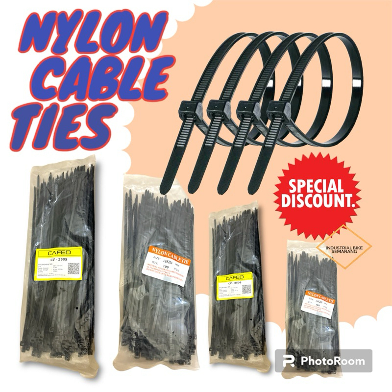 

PREMIUM ISI 100 Pcs Nylon Cable Tie 10cm 15cm 20cm 25cm 30cm Kabel Ties Tis Pengikat Insulock 10 15 20 25 30 cm
