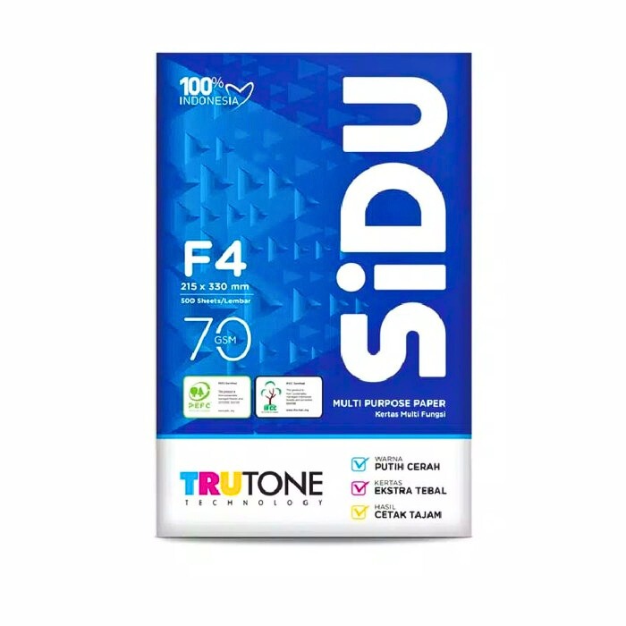 

Kertas HVS SIDU F4 70 GSM 500 Lembar (0114513)