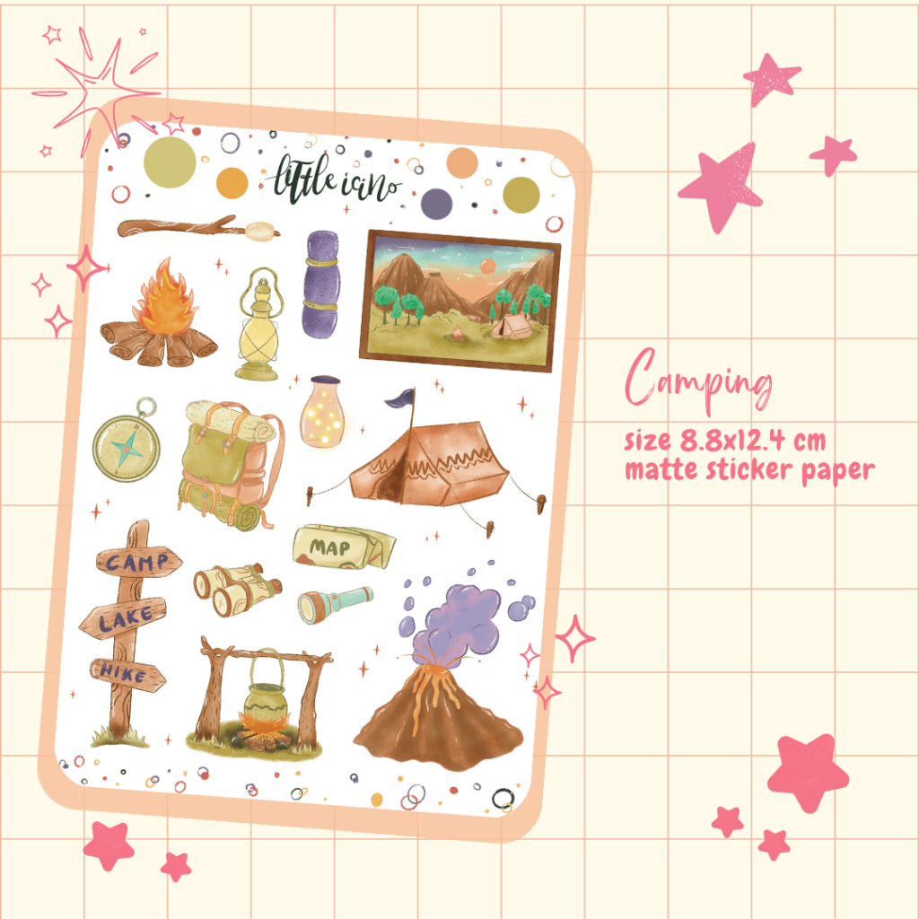 

Sticker Camping untuk planner dan journal| DRN026