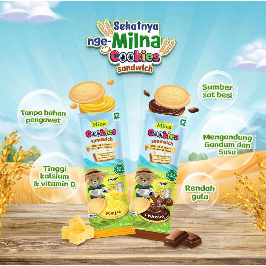 Milna Cookies Sandwich 24gr Per Sachet - Biskuit Bayi - Snack Bayi - Jajan Bayi Biskuit