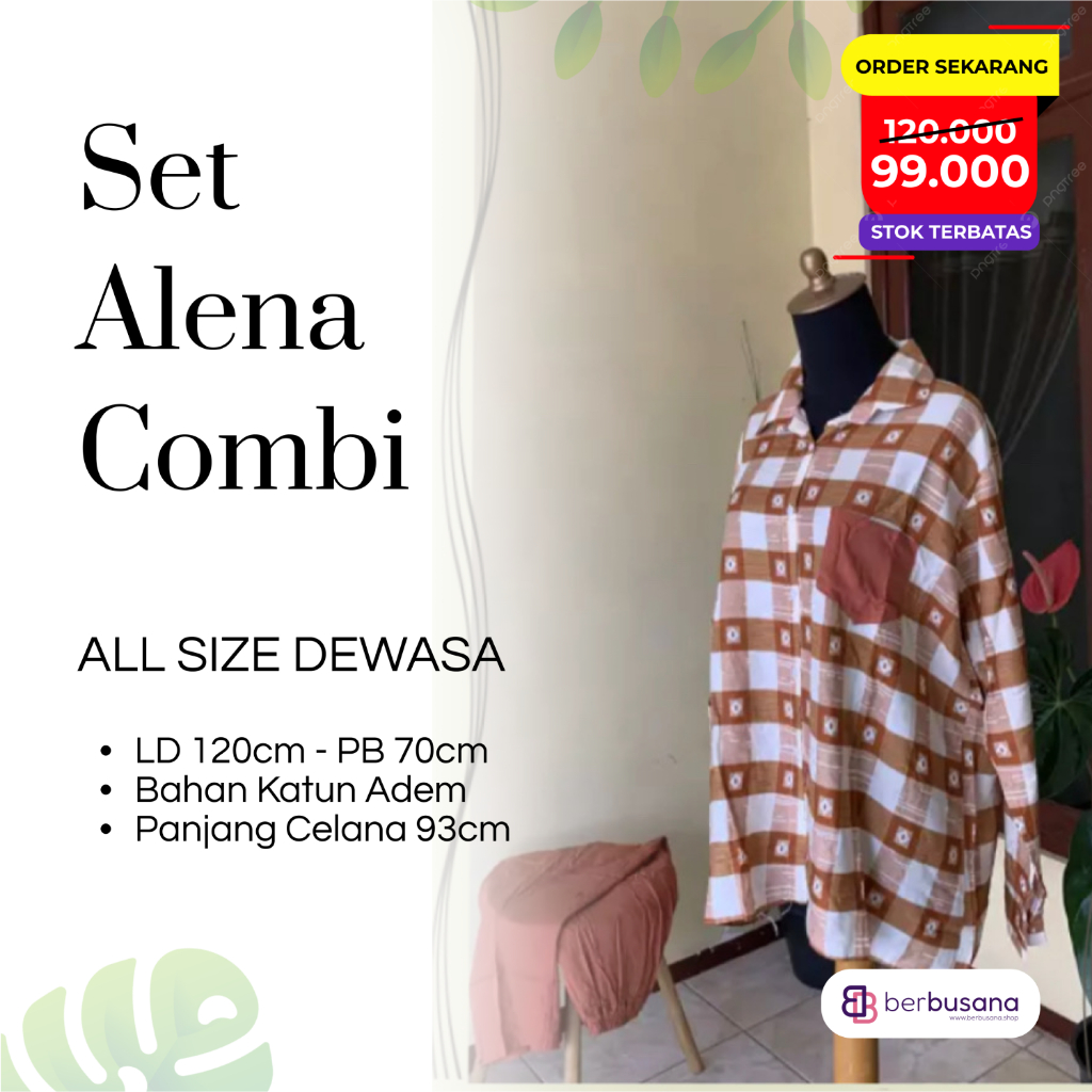 Setelan Alena Combi / Setelan Katun Adem / Pakaian Setelan Alena / Pakaian Bahan Katun / Setelan Kat