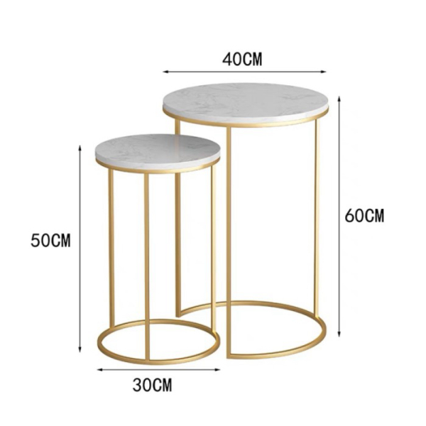 Unik Marble Coffee Table Gold Double Layer / Meja Samping / Meja Marble - Gold Marble Murah