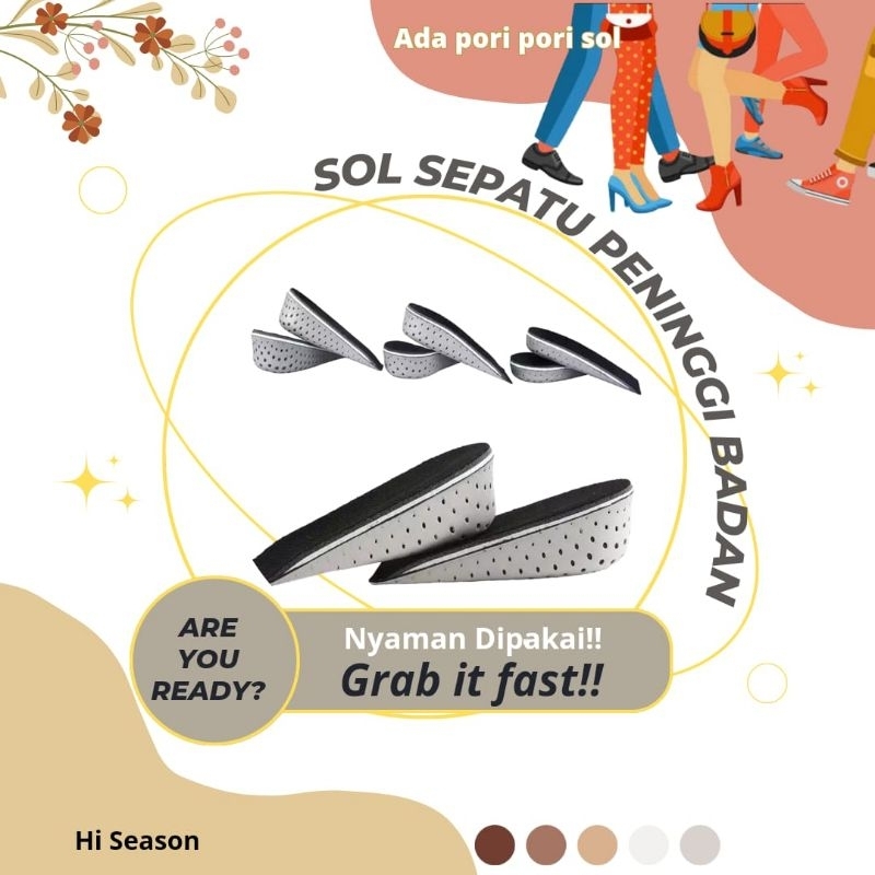 INSOLE SOL SEPATU HAK TINGGI ALAS SEPATU PENAMBAH TINGGI PENINGGI BADAN
