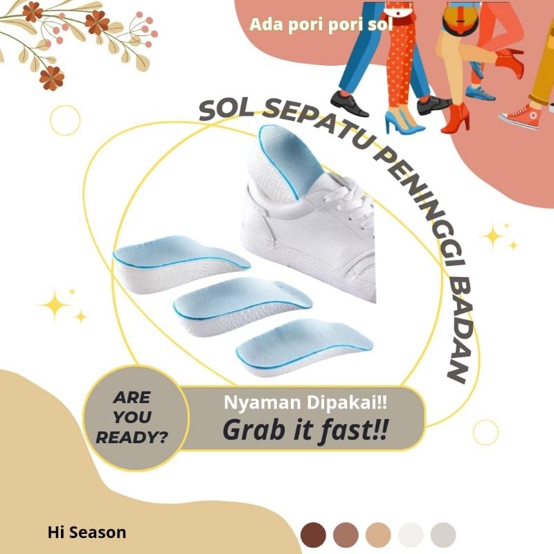 SOL INSOLE SEPATU ALAS SEPATU HAK TINGGI PENAMBAH TINGGI PENINGGI BADAN