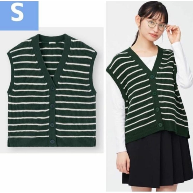 Vest garis hijau salur premium unisex wanita pria