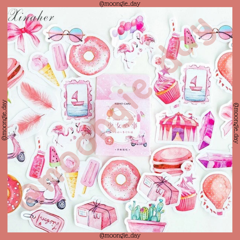 

40-45 PCS/BOX STIKER KERTAS TEMA PINK SUMMER FESTIVAL SEKUTER STICKER JURNAL SCRAPBOOK DIARY DIY SCRAPBOOK LUCU MURAH STICKERS