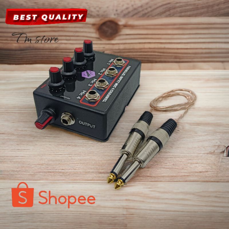 Pre Amp Mikrofon 4 Channel dengan Volume Master dan Output Paralel