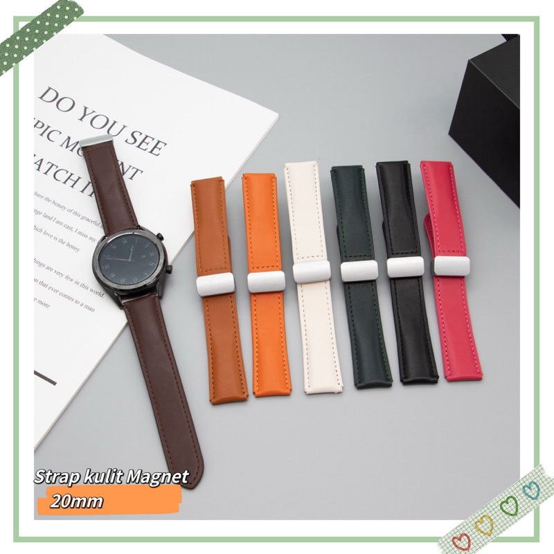 STRAP TALI JAM TANGAN KULIT MAGNET UNIVERSAL 20 20MM  LEATHER STRAP TALI JAM NON LOGO STRAP MAGNET C