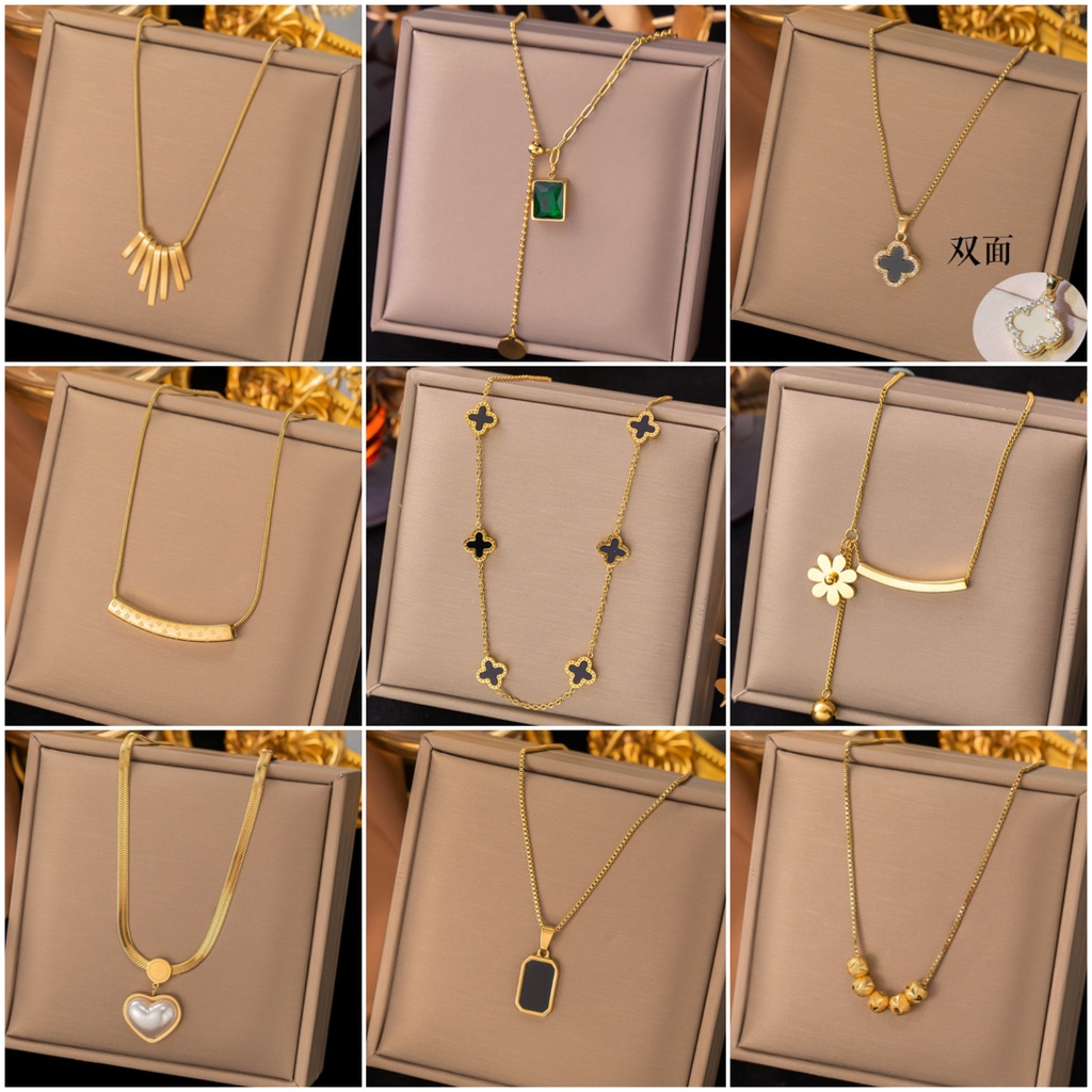 KALUNG TITANIUM ASLI WANITA ANTI KARAT EMAS 18K TERLARIS AKSESORIES