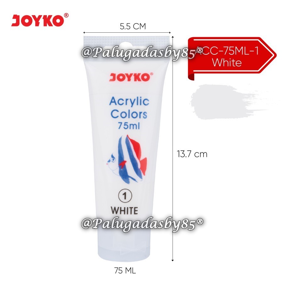 

(1 Biji) GROSIR Cat Akrilik JOYKO ACC-75ML-1 White 75 Ml / Cat Akrilik Acrylic Color Joyko ACC-75ML / Cat Acrylic Joyko AC-75ML / Joyko ACC 75 ML / Joyko AC75ML / Cat Air Joyko AC 75ML