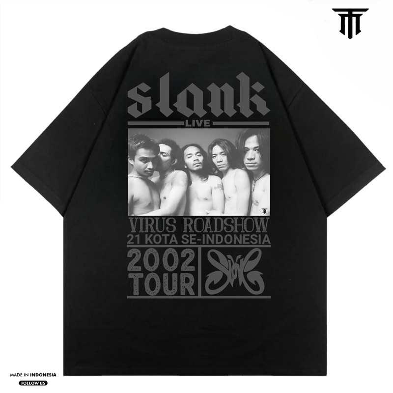 Kaos Slank Original-SLANK TOUR 2002 VIRUS ROADSHOW- Baju Slank Kaos Distro Slank Hitam Unisex