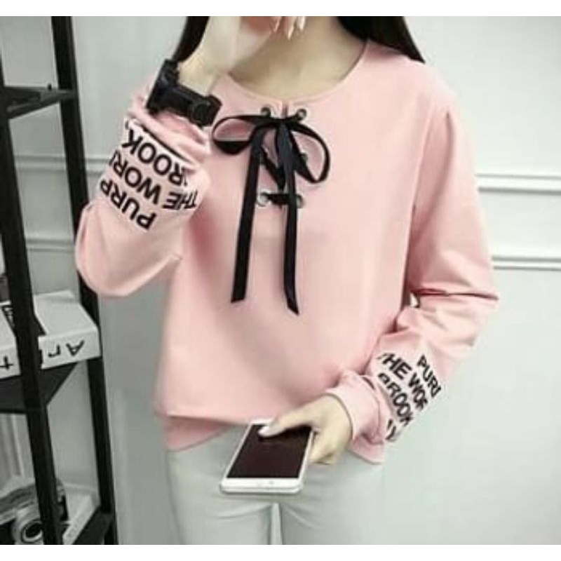 BAJU  WANITA LENGAN PANJANG BLOUSE ATASAN WANITA TALI PITA DEPAN