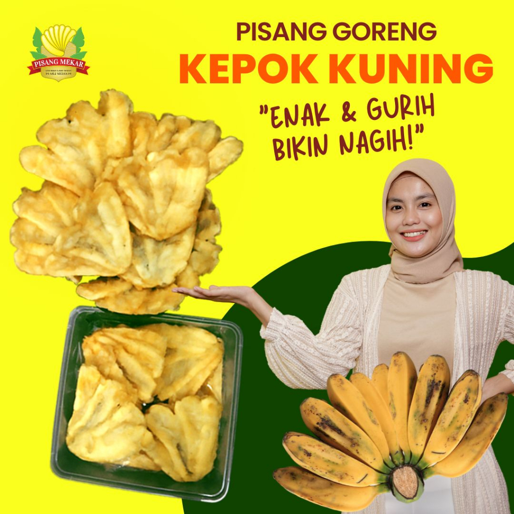 

Pisang Kipas Goreng Mekar Kepok Kuning Enak Halal Setengah Matang Makanan Frozen Food Beku