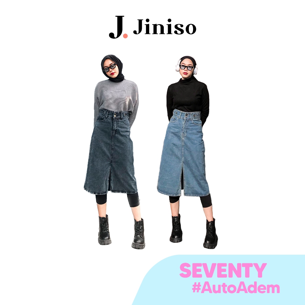 JINISO - Highwaist Rok Seventy Jeans Panjang