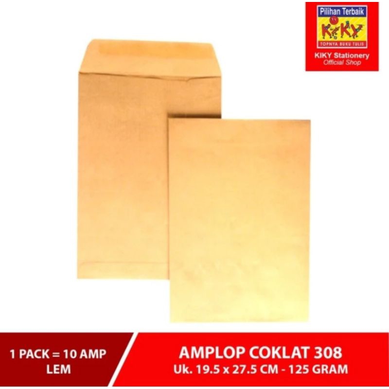 

Amplop Coklat Kwarto A5 308 Lem Kiky 125 gr (1 Pack)