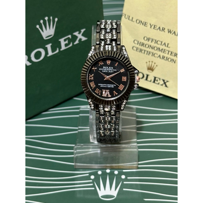 Jam tangan rolex diamond wanita /Jam tangan sudah termasuk box rolex papper bag dan kartu garansi