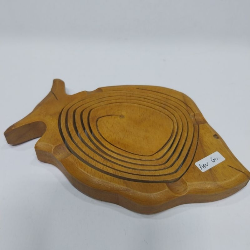 Asbak ikan spiral kayu jati
