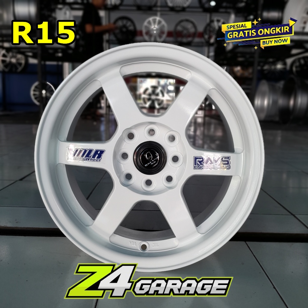 Velg TE37 warna Putih Ring 15 type OG R15 pcd 4 dobel