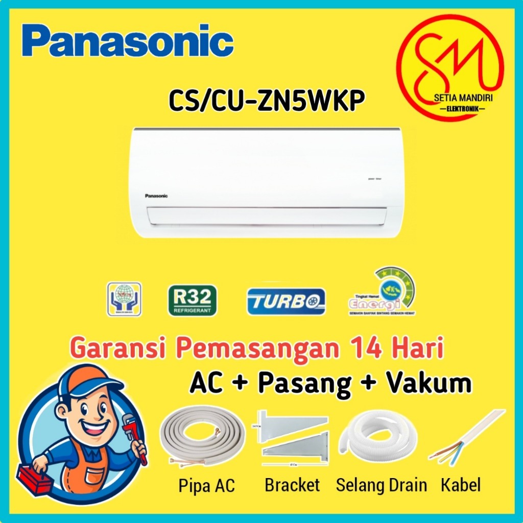 Panasonic CS-ZN5WKP + PASANG AC Split 1/2 PK Standard