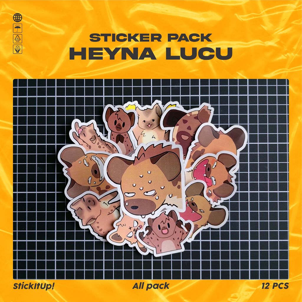 Stiker Pack Hyena Lucu Untuk Koper Laptop Skateboard
